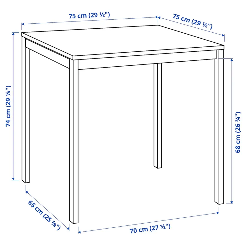 IKEA MELLTORP МЕЛЬТОРП / GENESÖN ГЕНЕШЁН, стол и 2 стула, белый белый / металлический синий, 75 см 995.363.52 фото №3