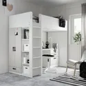 IKEA SMÅSTAD СМОСТАД, кровать-чердак, Белый серый с письменным столом с 4 ящиками, 90x200 см 094.355.88 фото thumb №5