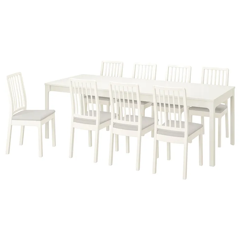 IKEA EKEDALEN ЕКЕДАЛЕН / EKEDALEN ЕКЕДАЛЕН, стіл та 8 стільців, білий білий / Orrsta світло-сірий, 180 / 240 см 294.828.52 фото №1