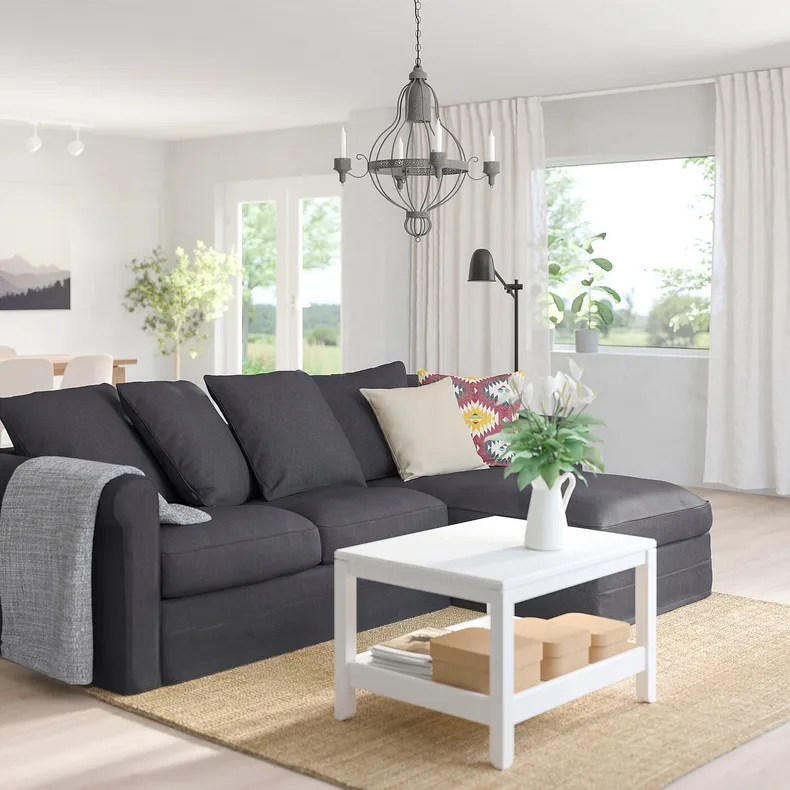 IKEA GRÖNLID ГРЁНЛИД, 3-местный диван с козеткой, Sporda темно-серый 494.085.64 фото №2