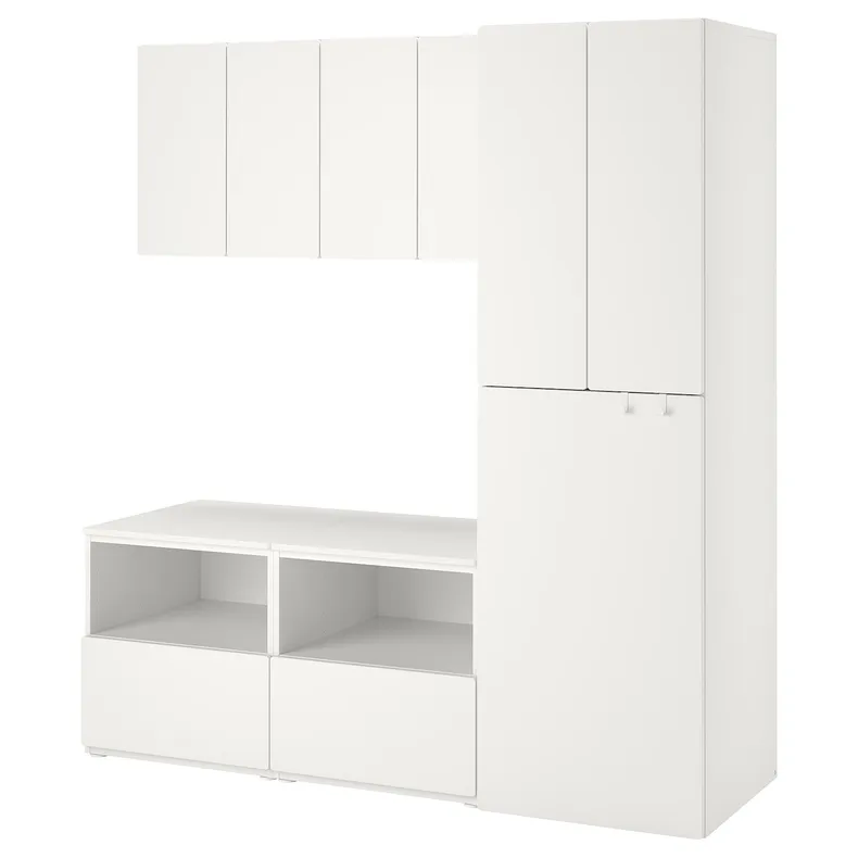 IKEA SMÅSTAD СМОСТАД, PLATSA ПЛАТСА, комбинацияация для хранения, белый, вывод, 180x57x196 см фото №1