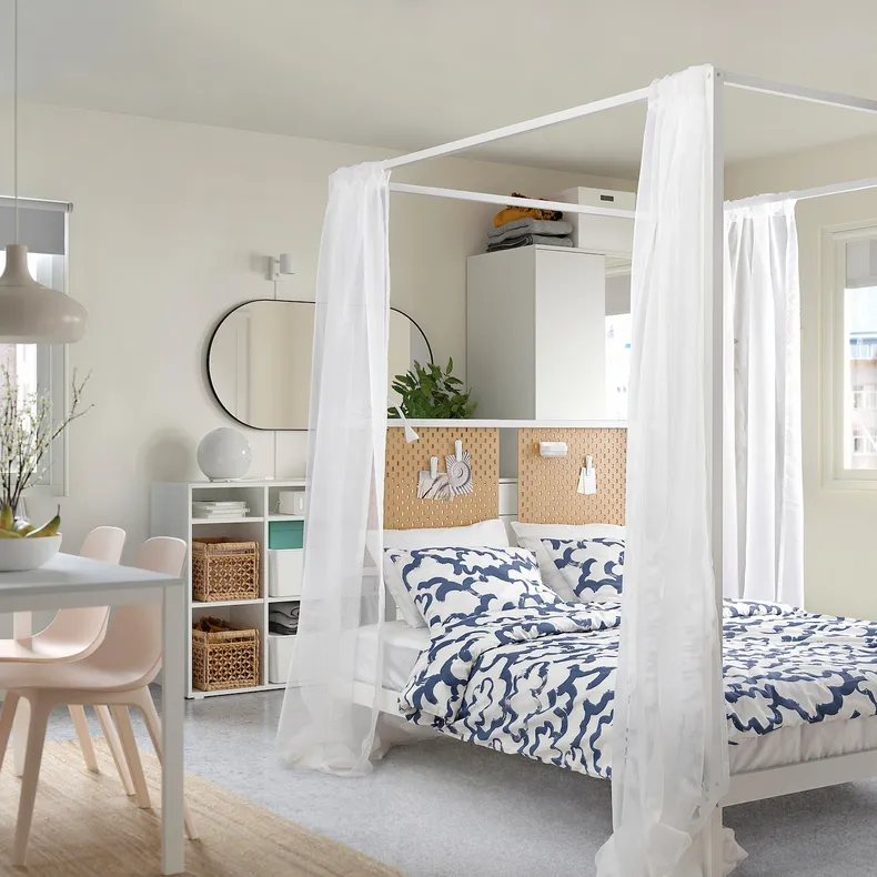 IKEA VITARNA ВІТАРНА, каркас ліжка із балдахіном, біла деревина Luröy/Skådis, 140x200 см 595.563.37 фото №3