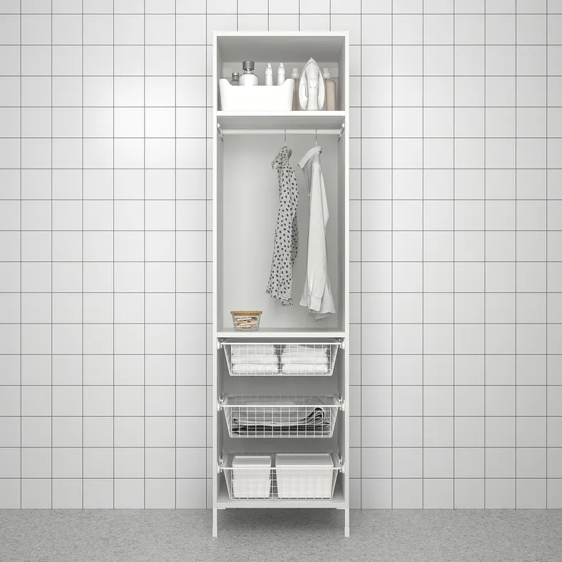 IKEA ENHET ЕНХЕТ, шафа, біла / сіра рамка, 60x62x210 см 194.355.78 фото №3