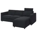 IKEA VIMLE ВІМЛЕ, чохол для 3-місного дивана з кушет, з узголів'ям САКСЕМАРА/чорно-синій 794.250.86 фото thumb №2