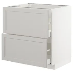 IKEA METOD МЕТОД / MAXIMERA МАКСИМЕРА, напольн шкаф 2фрнт / 2выс ящ, белый / светло-серый, 80x60 см 392.743.29 фото