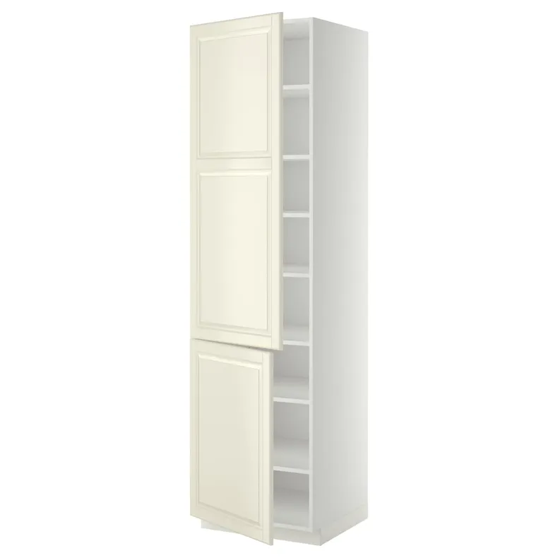 IKEA METOD МЕТОД, висока шафа із полицями / 2 дверцят, білий / БУДБІН кремово-білий, 60x60x220 см 294.596.39 фото №1