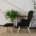 Кресло мягкое бархатное с подставкой для ног MEBEL ELITE LOZANO Velvet, Черный фото thumb №3