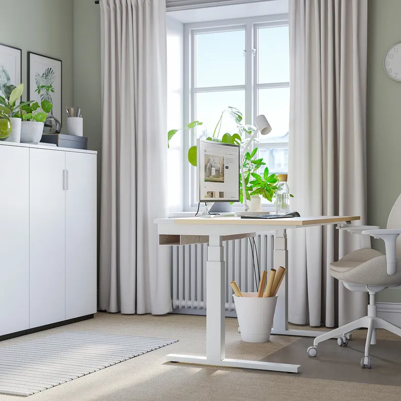 IKEA MITTZON МИТТЗОН, стол / трансф, электрический окл береза / белый, 120x80 см 195.139.53 фото №7
