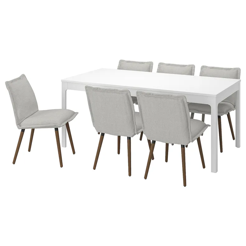 IKEA EKEDALEN ЕКЕДАЛЕН / KLINTEN КЛІНТЕН, стіл+6 стільців, білий / Кіланда світло-бежевий, 180 / 240 см 095.059.01 фото №1