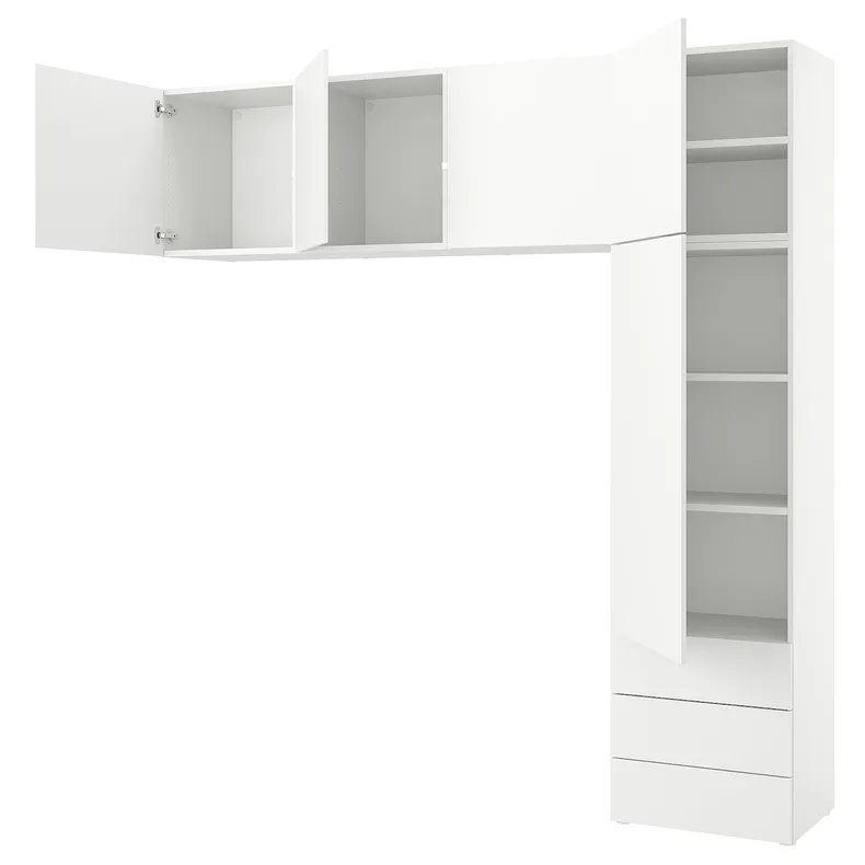 IKEA PLATSA ПЛАТСА, гардероб 5 дверцят+3 шухляди, білий / ФОННЕС білий, 240x42x241 см 094.371.15 фото №1