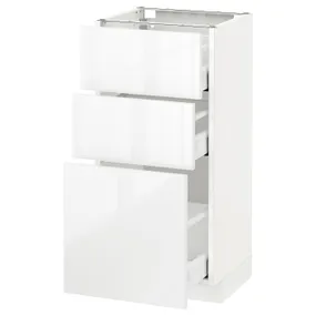 IKEA METOD МЕТОД / MAXIMERA МАКСІМЕРА, підлогова шафа з 3 шухлядами, білий / РІНГХУЛЬТ білий, 40x37 см 690.521.24 фото