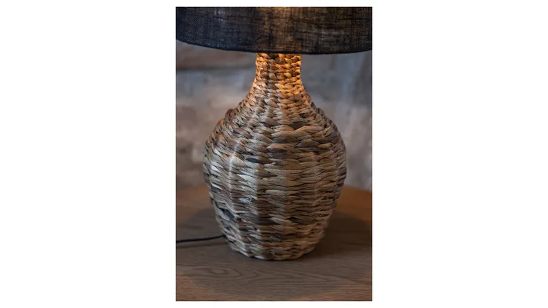 BRW Настільна лампа з ротанга Paglia коричнева та чорна 093759 фото №4