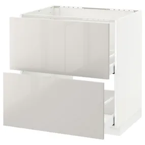 IKEA METOD МЕТОД / MAXIMERA МАКСІМЕРА, підлог шафа д / мийки+2 фр пан / 2 шух, білий / Ringhult світло-сірий, 80x60 см 491.419.04 фото