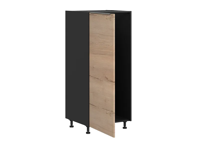 BRW Sole L6 60 см левосторонний кухонный шкаф для установки холодильника дуб галифакс натур, Черный/дуб галифакс натур FM_DL_60/143_L-CA/DHN фото №3