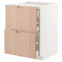 IKEA METOD МЕТОД / MAXIMERA МАКСИМЕРА, напольн шкаф / 2 фронт пнл / 3 ящика, белый / светлый бамбук, 60x60 см 993.302.71 фото