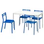 IKEA MELLTORP МЕЛЬТОРП / GENESÖN ГЕНЕШЁН, стол и 4 стула, белый белый / металлический синий, 125 см 795.363.48 фото
