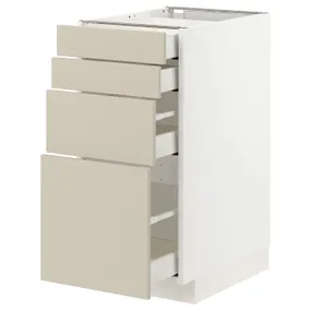 IKEA METOD МЕТОД / MAXIMERA МАКСИМЕРА, напольный шкаф 4 фасада / 4 ящика, белый / гавсторпский бежевый, 40x60 см 794.267.07 фото