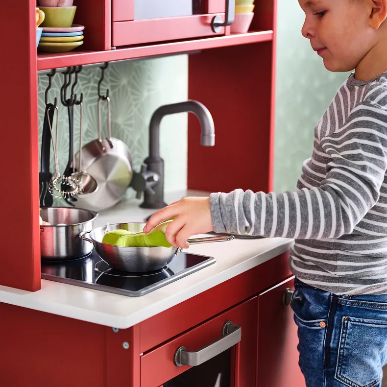 IKEA DUKTIG ДУКТИГ, игрушечная детская кухня, красный, 72x40x109 см 805.577.40 фото №3