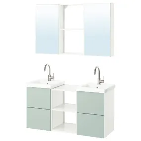 IKEA ENHET ЕНХЕТ, ванна, білий/блідо-сіро-зелений, 124x43x65 см 995.469.21 фото