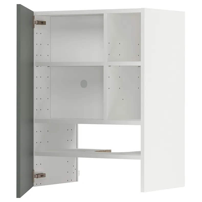 IKEA METOD МЕТОД, настінн шаф д / витяжки з полиц / дверц, білий / БОДАРП сіро-зелений, 60x80 см 395.044.53 фото №1