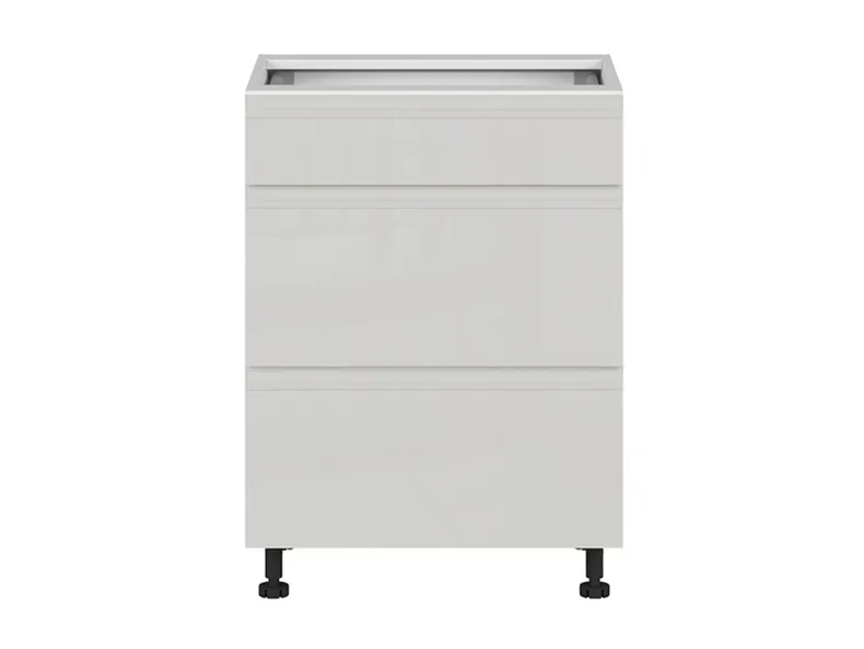 BRW Кухонный цокольный шкаф Sole 60 см с выдвижными ящиками светло-серый глянец, альпийский белый/светло-серый глянец FH_D3S_60/82_2STB/STB-BAL/XRAL7047 фото №1