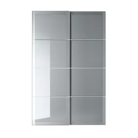 IKEA BJÖRNÖYA БЙЕРНЕЙА, розсувні дверцята, 2 шт., ефект сірого відтінку, 150x236 см 494.396.88 фото
