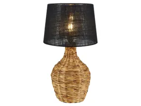 BRW Настільна лампа з ротанга Paglia коричнева та чорна 093759 фото