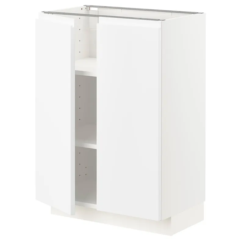IKEA METOD МЕТОД, напольный шкаф с полками / 2дверцами, белый / Воксторп матовый белый, 60x37 см 894.614.70 фото №1