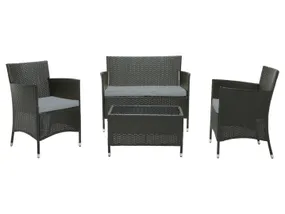BRW Комплект садовой мебели Lisbon из техноротанга стол диван + 2 кресла с подушками 091650 фото