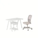 IKEA TROTTEN ТРОТТЕН / FLINTAN ФЛІНТАН, стіл з відділенням для зберігання, та обертовий стілець білий / бежевий 594.249.45 фото thumb №1
