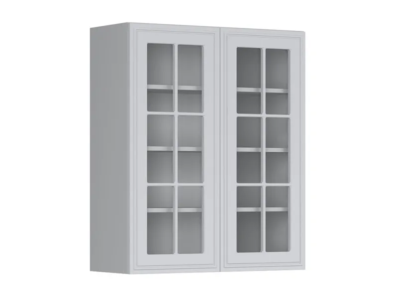 BRW Двухдверный верхний кухонный шкаф Verdi 80 см с витриной светло-серый матовый, греноловый серый/светло-серый матовый FL_G_80/95_LV/PV-SZG/JSZM фото №2