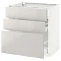 IKEA METOD МЕТОД / MAXIMERA МАКСИМЕРА, напольный шкаф с 3 ящиками, белый / светло-серый, 80x60 см 591.425.02 фото thumb №1