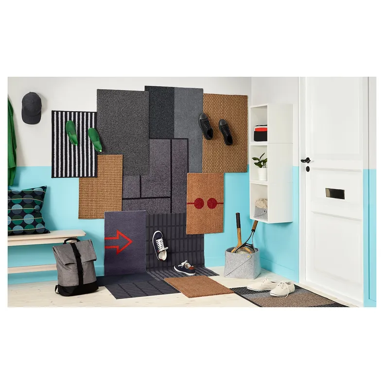 IKEA OPLEV ОПЛЕВ, килимок під двері, для приміщення/вулиці сірий, 50x80 см 303.089.94 фото №6