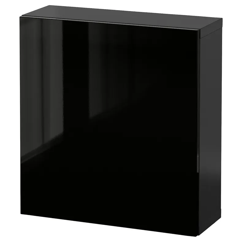 IKEA BESTÅ БЕСТО, настінна комбінація шаф, чорний / коричневий / Selsviken black, 60x22x64 см 894.296.68 фото №1