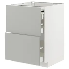 IKEA METOD МЕТОД / MAXIMERA МАКСІМЕРА, підл шафа з вис роб повер / 3 шухл, білий / Хавсторп світло-сірий, 60x60 см 695.380.36 фото