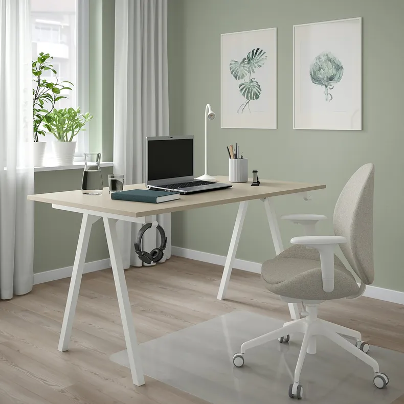 IKEA TROTTEN ТРОТТЕН, письмовий стіл, бежевий / білий, 140x80 см 994.342.59 фото №7