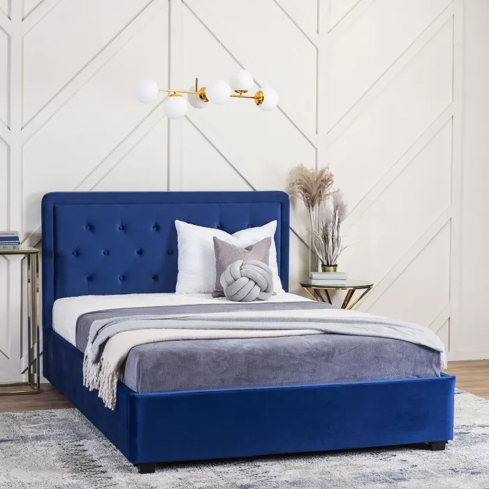 Кровать MEBEL ELITE 140x200 CROS Velour Blue фото №2