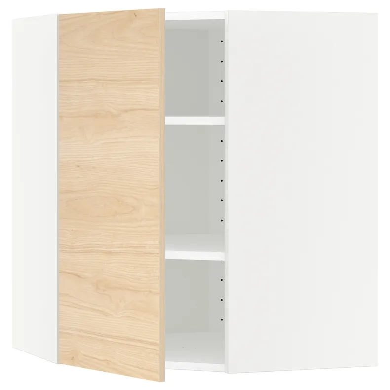IKEA METOD МЕТОД, кутова навісна шафа з полицями, білий / АСКЕРСУНД під світлий ясен, 68x80 см 192.157.55 фото №1