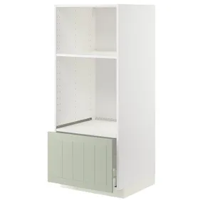 IKEA METOD МЕТОД / MAXIMERA МАКСИМЕРА, высокий шкаф д / духовки / СВЧ с ящиком, белый / светло-зеленый, 60x60x140 см 594.869.38 фото
