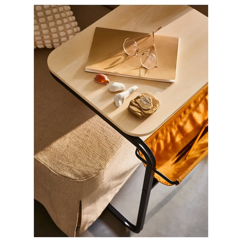 IKEA OLSERÖD ОЛЬСЕРЁД, придиванный столик, антрацит / имитация березы темно-желтый, 53x50 см 205.253.56 фото №4