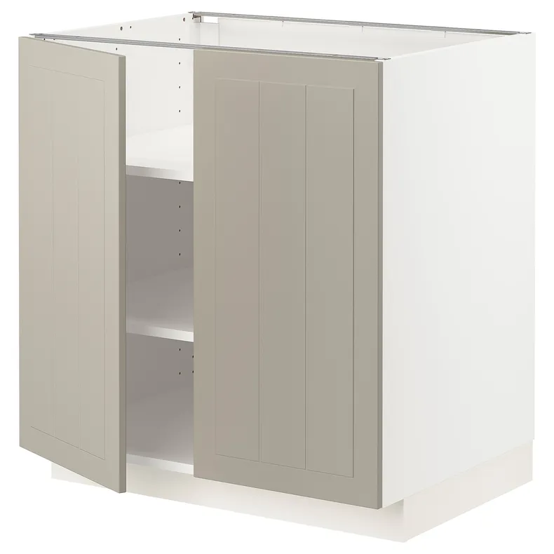 IKEA METOD МЕТОД, напольный шкаф с полками / 2дверцами, белый / Стенсунд бежевый, 80x60 см 694.605.32 фото №1