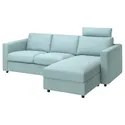 IKEA VIMLE ВИМЛЕ, 3-местный диван с козеткой, с подголовником Saxemara / светло-голубой 993.991.33 фото thumb №1