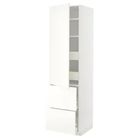 IKEA METOD МЕТОД / MAXIMERA МАКСИМЕРА, высокий шкаф+полки / 4ящ / двр / 2фасада, белый / Вальстена белый, 60x60x220 см 695.074.07 фото