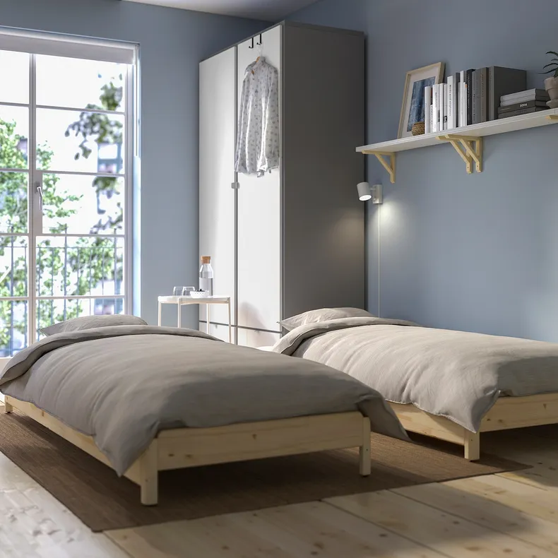 IKEA UTÅKER УТОКЕР, штабелируемые кровати с 2 матрасами, сосна / ваннарейд лиственные породы, 80x200 см 894.238.74 фото №2