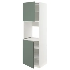 IKEA METOD МЕТОД, висока шафа для дух, 2 дверцят / пол, білий / БОДАРП сіро-зелений, 60x60x200 см 794.652.23 фото