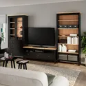 IKEA HEMNES ХЕМНЭС, шкаф для ТВ, комбинация, черное / коричневое / светло-коричневое прозрачное стекло, 326x197 см 093.365.69 фото thumb №2