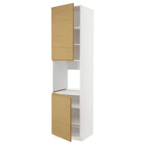 IKEA METOD МЕТОД, висока шафа для дух, 2 дверцят / пол, білий / Voxtorp імітація. дуб, 60x60x240 см 395.381.46 фото