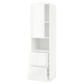 IKEA METOD МЕТОД / MAXIMERA МАКСІМЕРА, висока шафа для мікрох печі, 2 шухл, білий / РІНГХУЛЬТ білий, 60x60x220 см 594.547.20 фото