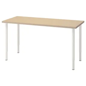 IKEA MÅLSKYTT МОЛЬСКЮТТ / OLOV ОЛОВ, письмовий стіл, береза / біла, 140x60 см 594.177.56 фото