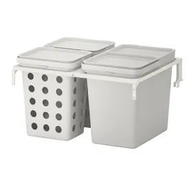 IKEA HÅLLBAR ХОЛЛБАР, решение для сортировки мусора, для кухонных ящиков METOD вентилируемый/светло-серый, 42 l 293.088.29 фото
